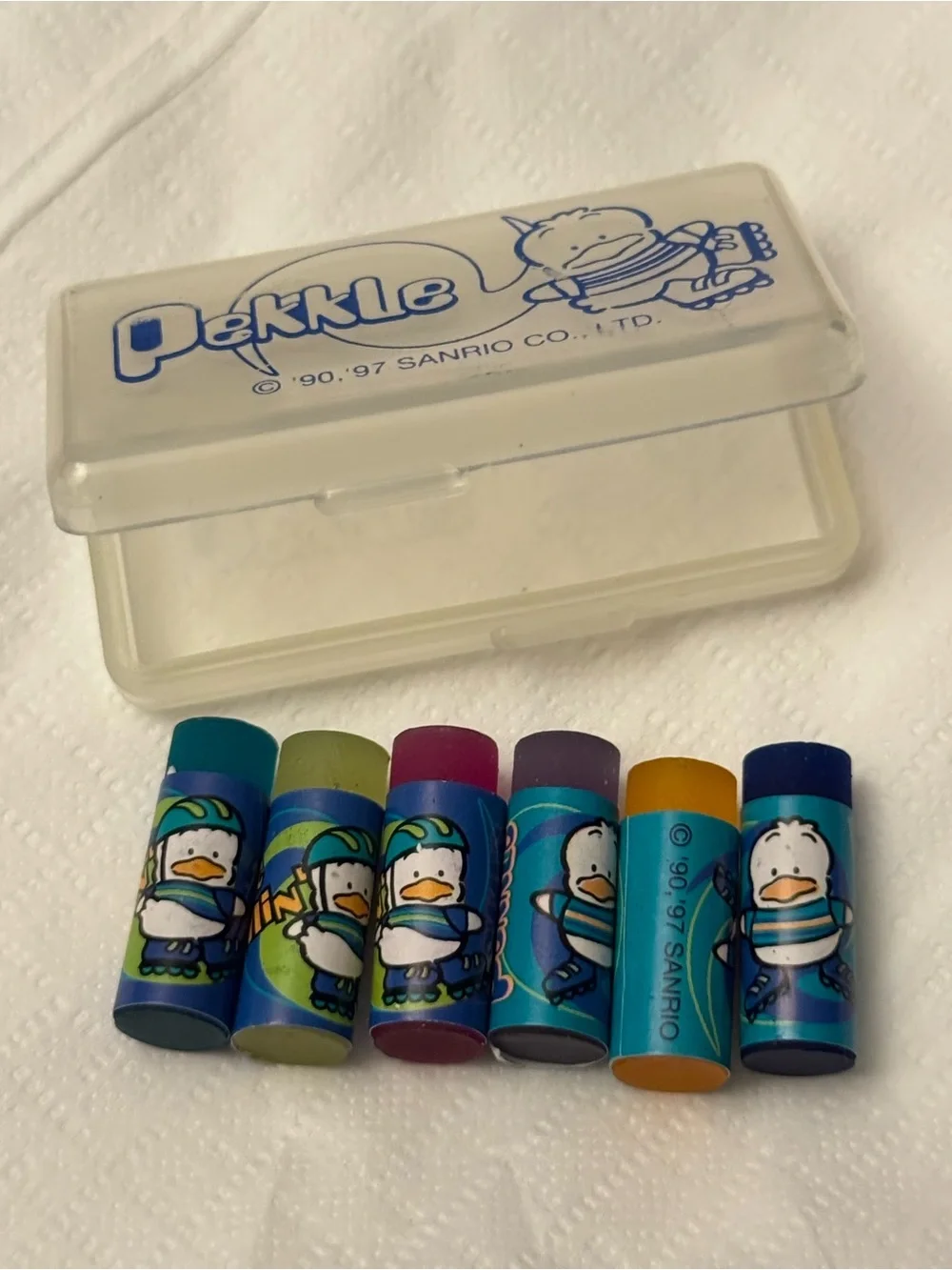 Vintage Pekkle Sanrio Multicolor Erasers Case